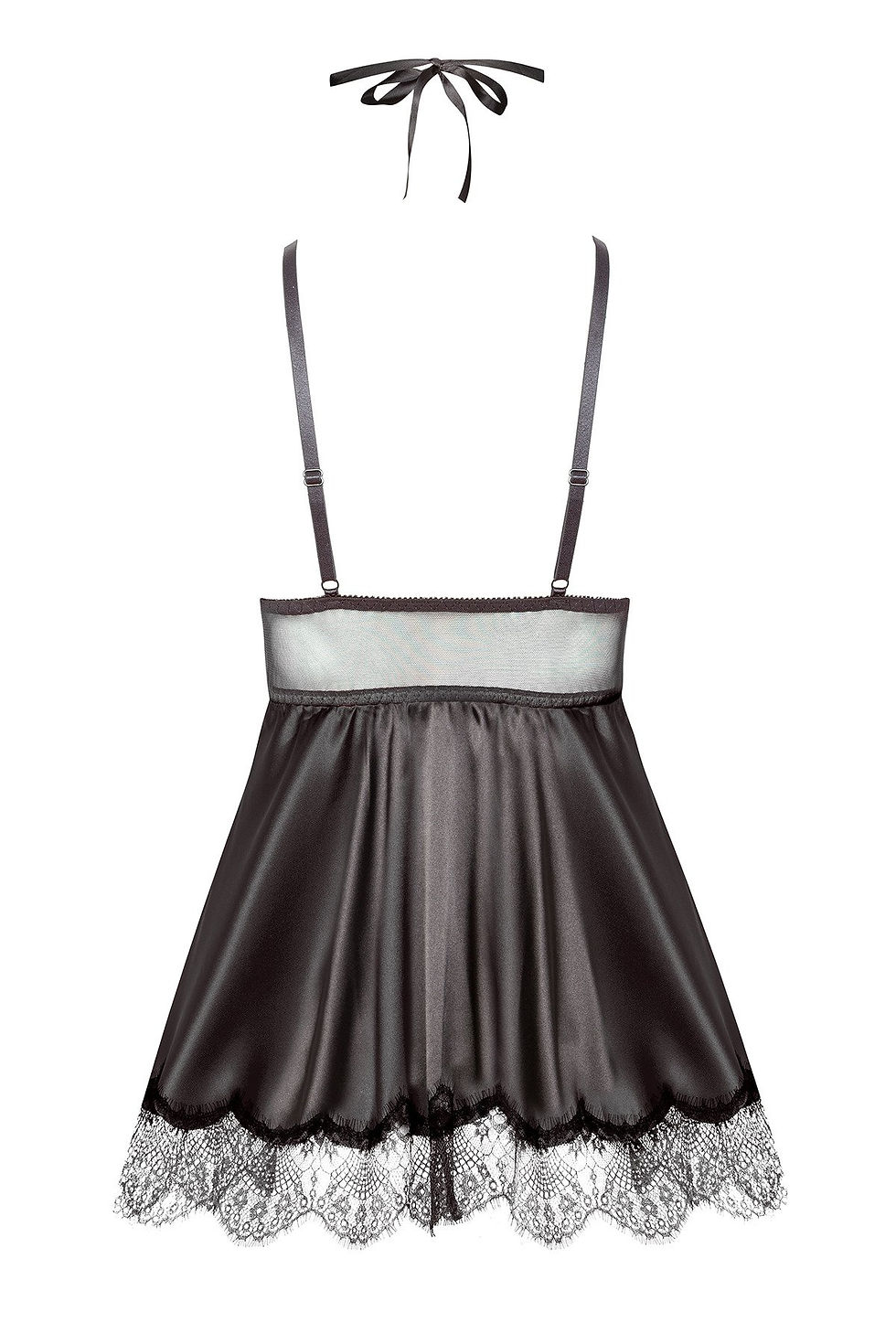 Miniaturbild: schwarzes Babydoll mit Elementen auszarter Spitze, inkl. Maske