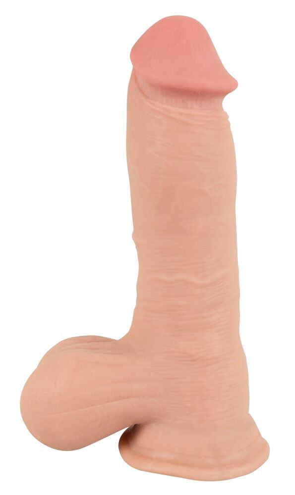 Thumbnail: Seitenansicht Naturdildo mit praller Eichel, Aderung und Saugfuß