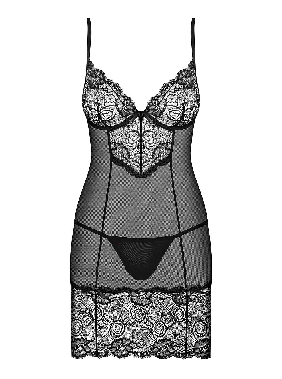 Miniaturbild: schwarzes Negligee inkl. passendem String