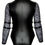 Miniaturbild: Produktansicht Rückseite von schwarzem Langarm Body in Harness Optik. mit Armfesseln und Strapshaltern. Mattlook.
