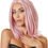 Miniaturbild: rosafarbene Kunsthaarperücke in Schulterlänge