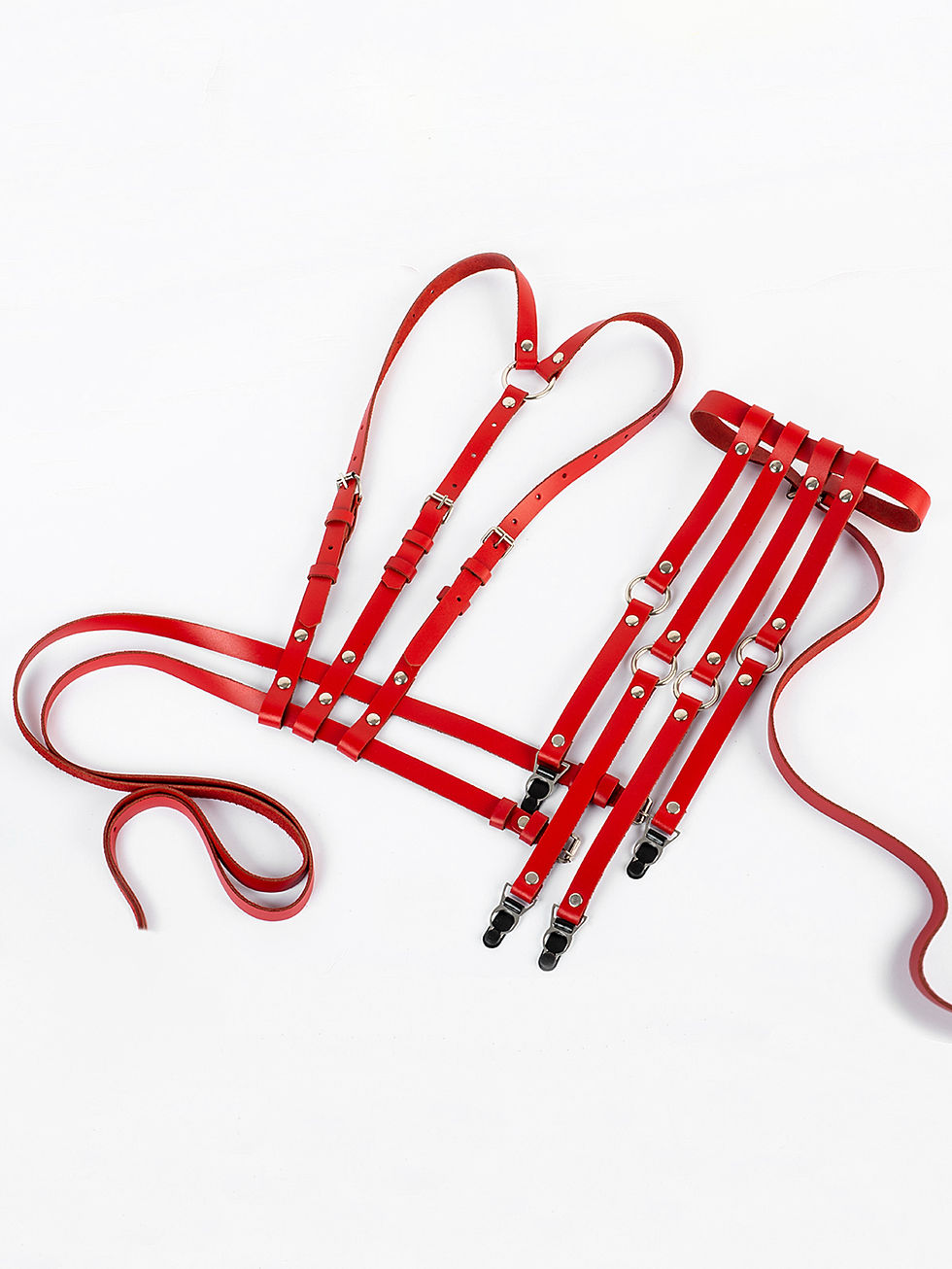 Leder Harness rot und Strapsenhalter rot | Insider For Ladies