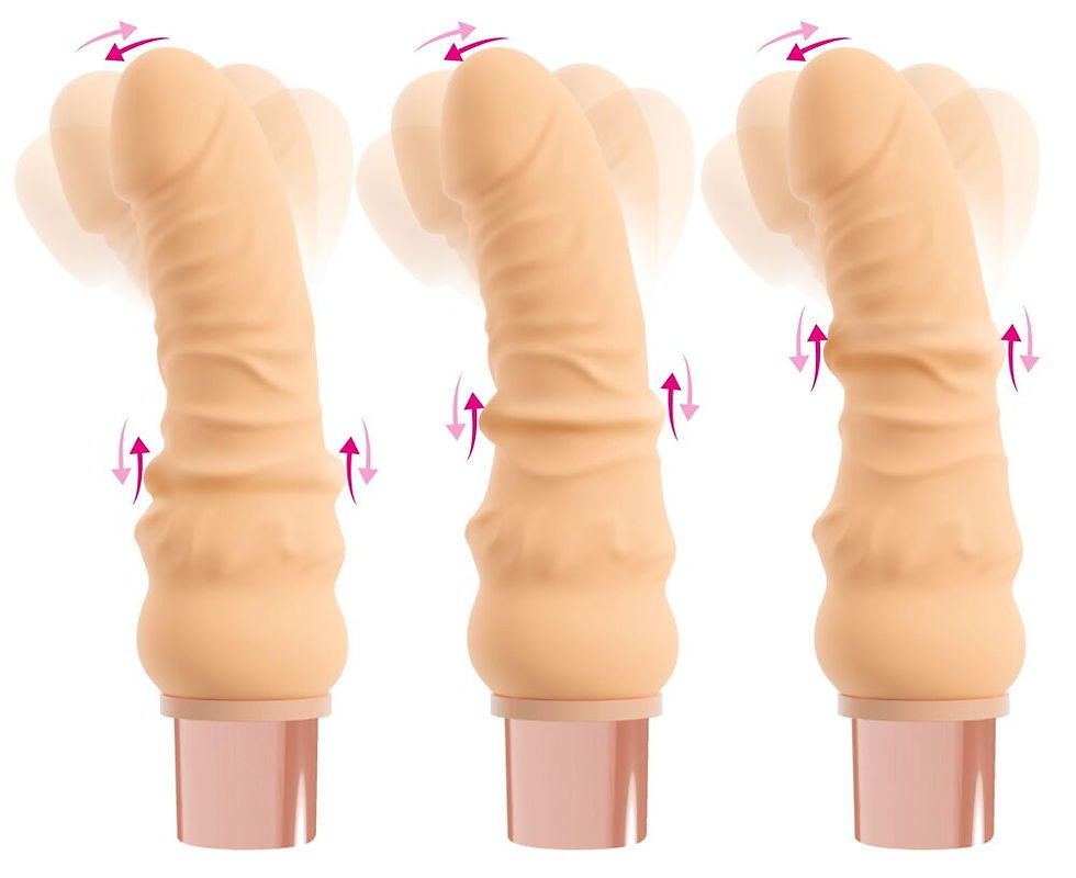 Thumbnail: super softer Naturvibrator SELON. realitätsnahe Penisform. Nodding Funktion in drei Bildern demonstriert. Seitenansicht