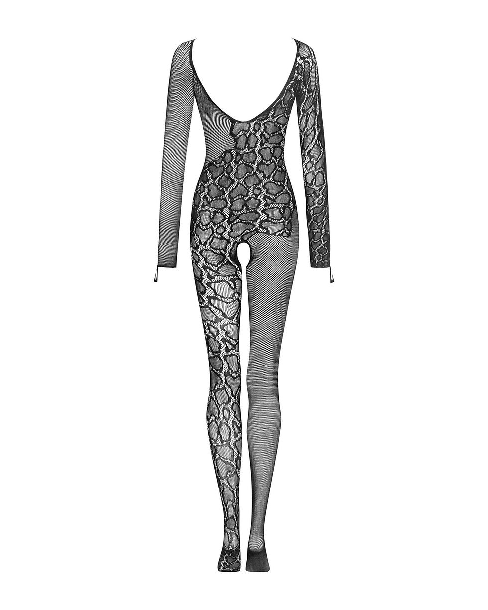 Miniaturbild: schwarzer Ganzkörper Bodystocking, im Schritt ouvert