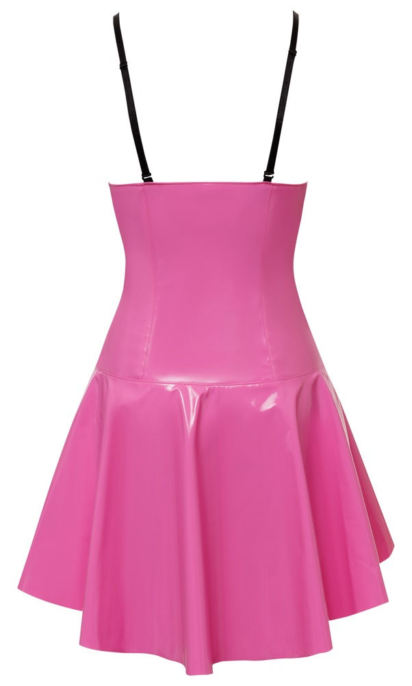 Thumbnail: Tailliertes Minikleid aus pinkem Lack