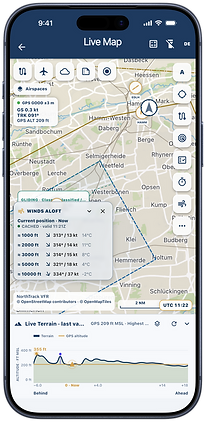 Screenshot der NorthTrack App: Live-Karte