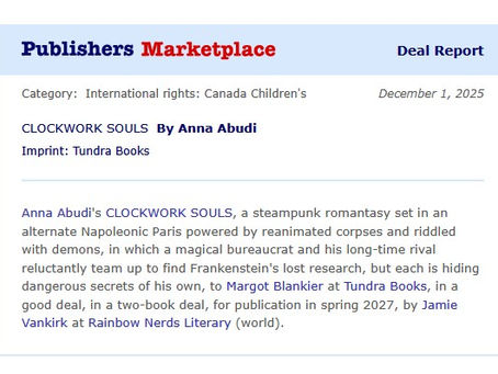 Deal Announcement: Clockwork Souls by Anna Abudi