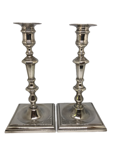 Rare pair of eighteenth-century Irish silver cast candlesticks