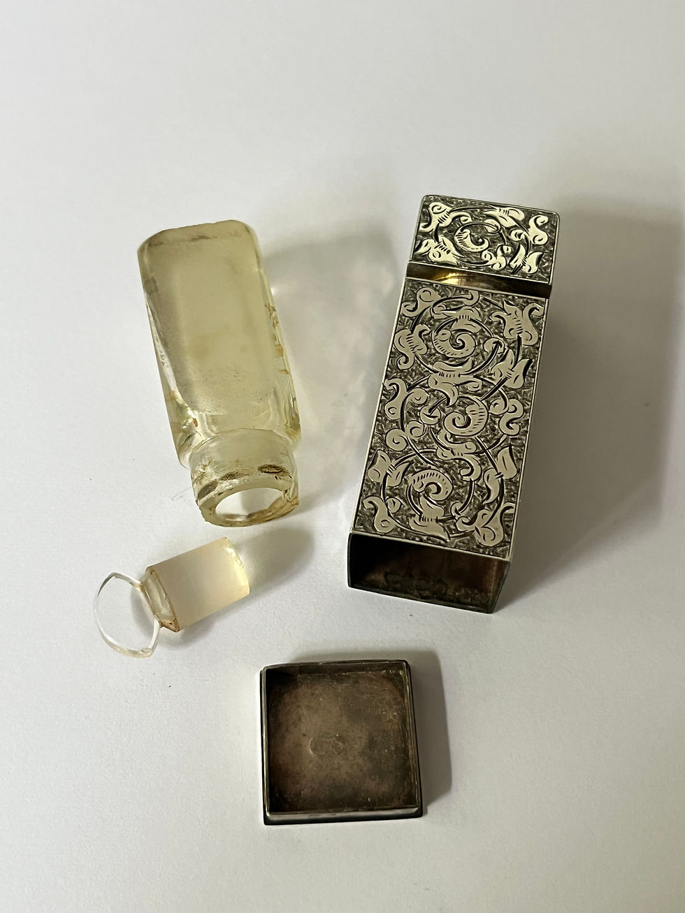 Thumbnail: Sampson Mordan Victorian Sterling Silver Scent or Perfume Bottle Flask