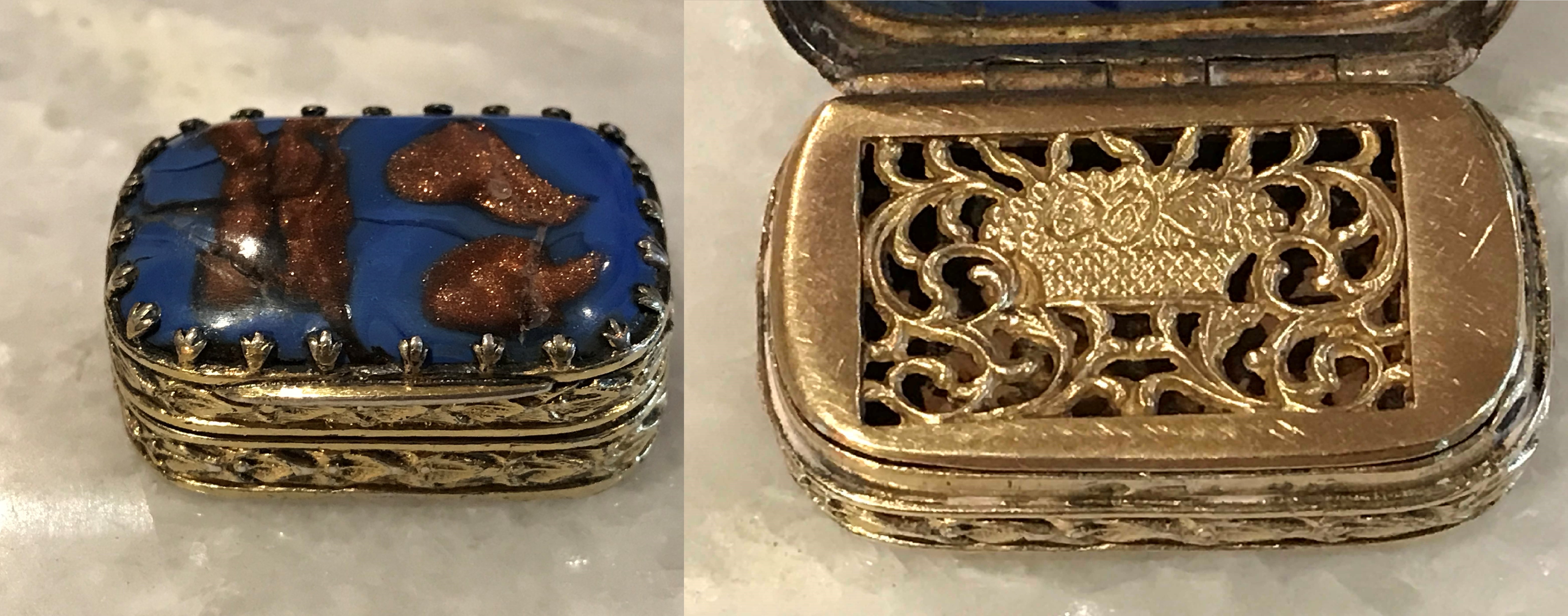 Silver gilt & aventurine vinaigrette