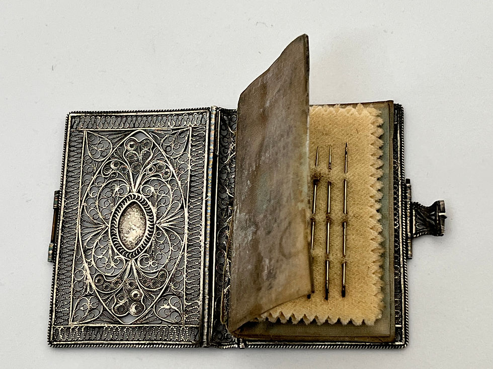 Thumbnail: Silver Filigree Needle Book Modelled in the Form of a Book. English, c.1800.