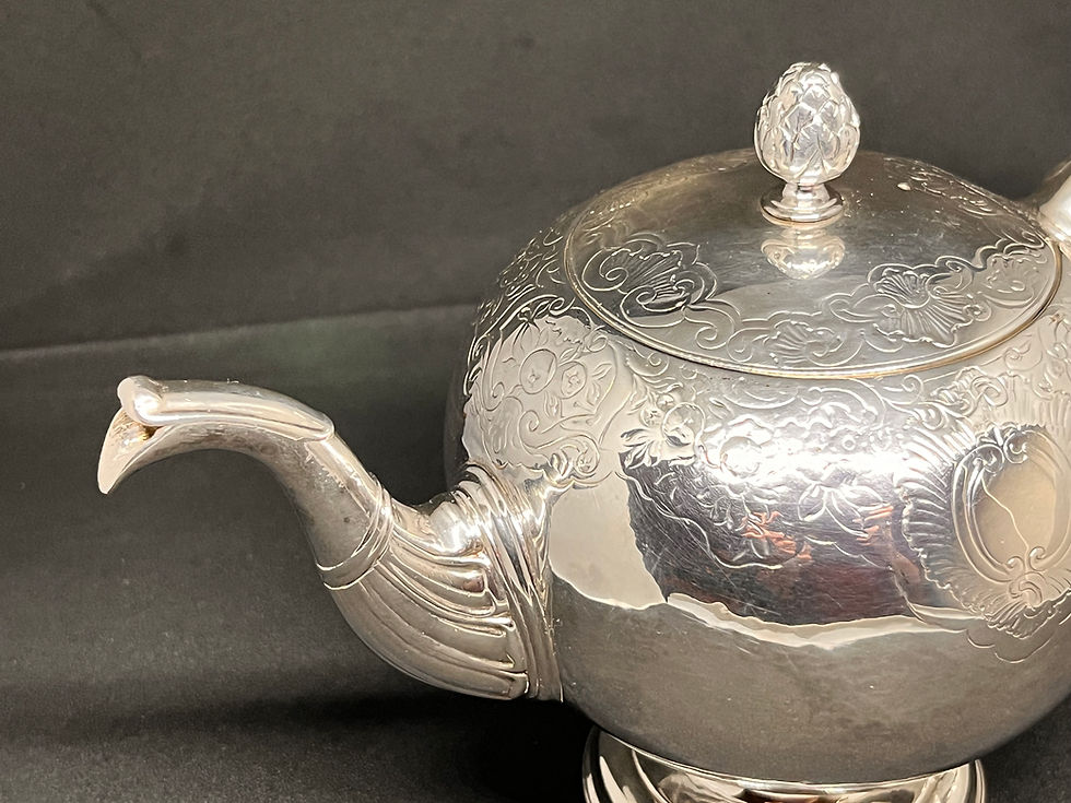 Thumbnail: Scottish. A Mid-Eighteenth-Century George II Rococo Silver Bullet Teapot.