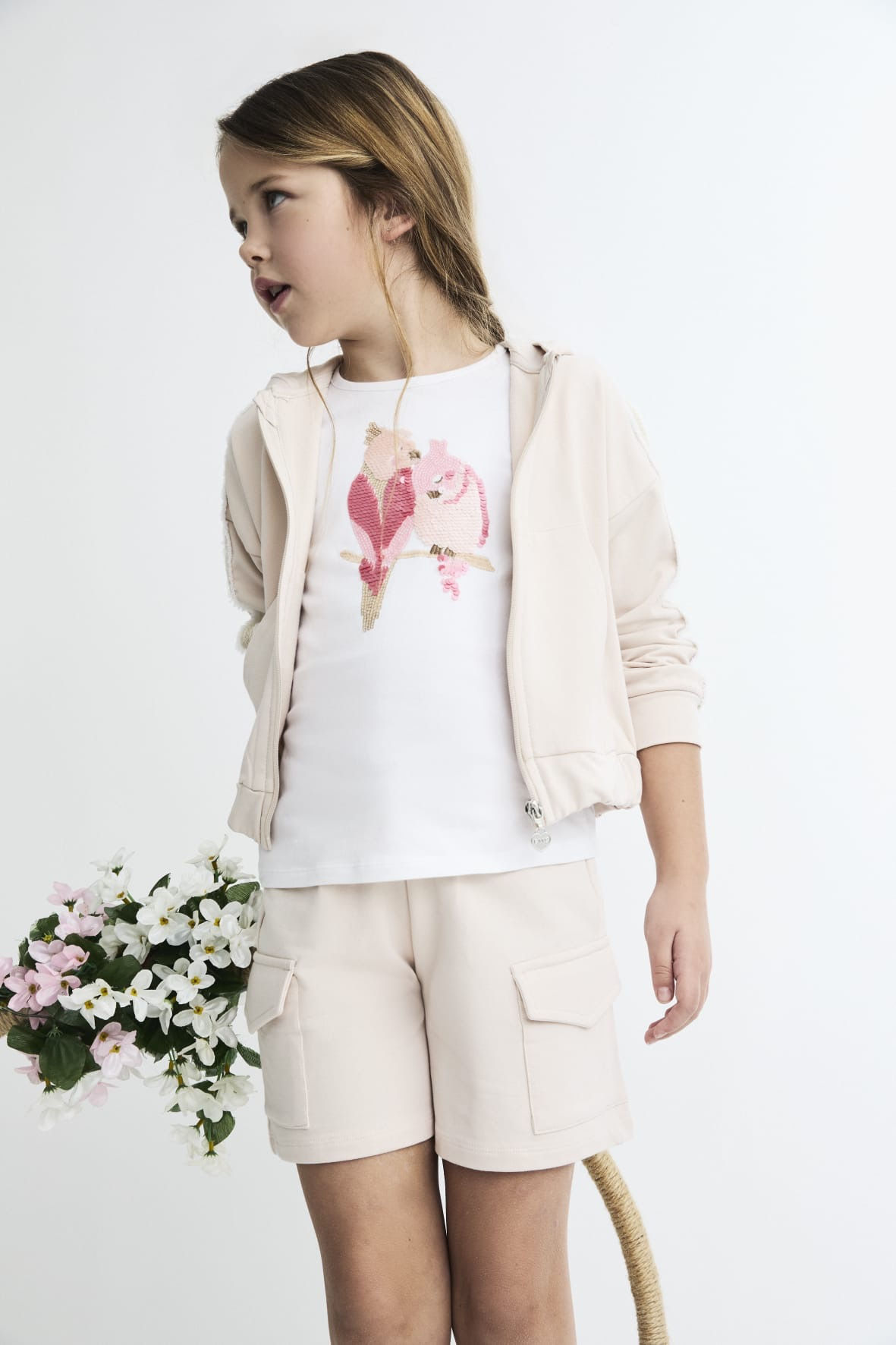 Shorts cotone garzato con tasconi