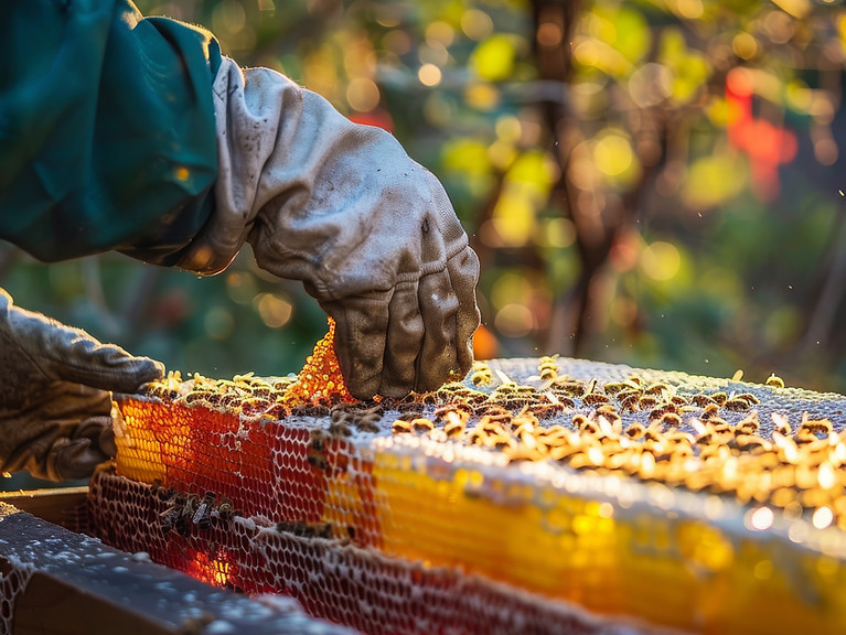 apicultor trabalhar numa quinta de abelhas