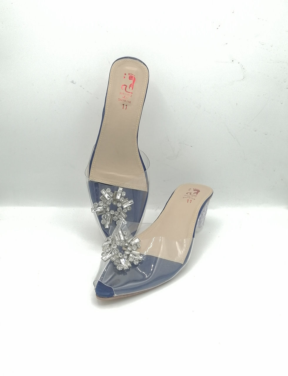 Thumbnail: TRANSPARENT HEELS Size 6-11 5008 Nevy Blue