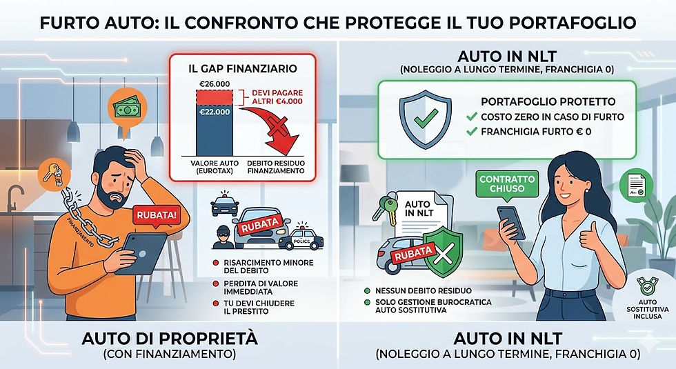 Auto rubata? Ecco perché il Noleggio può salvarti il portafoglio (mentre il finanziamento rischia di svuotarlo)