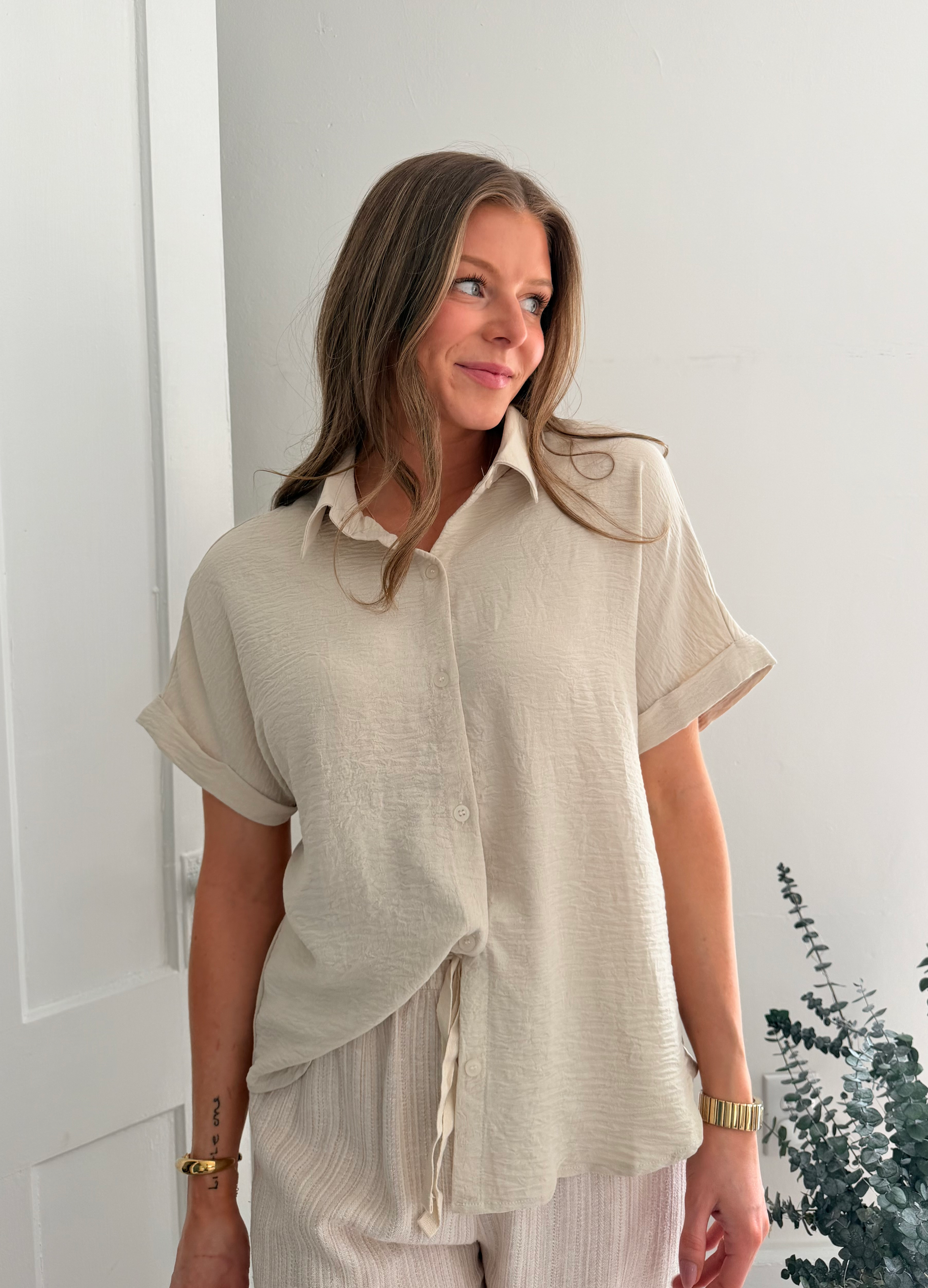 Roll Cuff Dolman Top