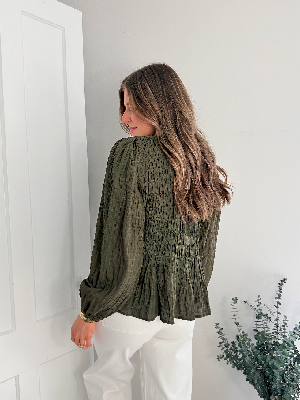 Thumbnail: Woven Smocked Blouse