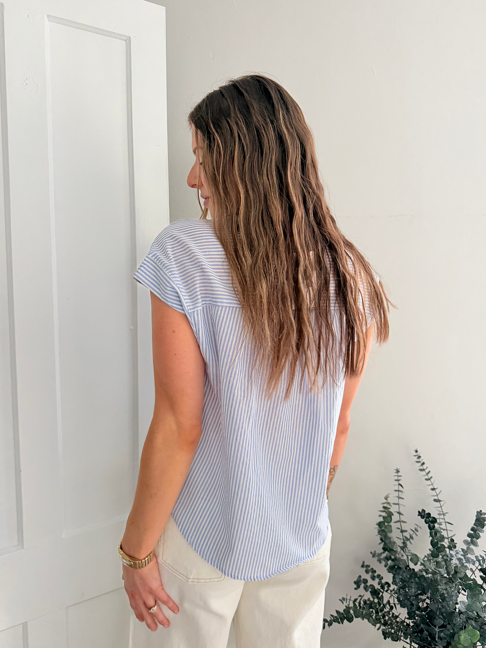 Thumbnail: Stripe Short Sleeve Blouse