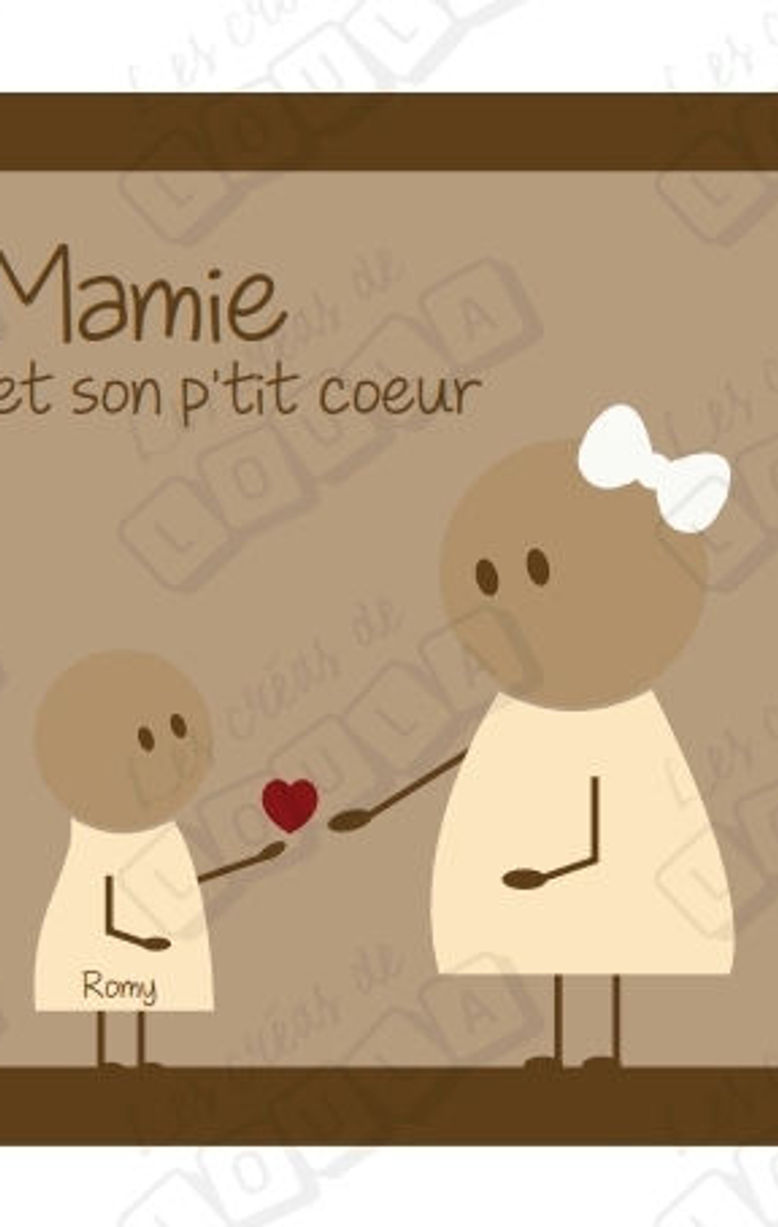 Miniature : Cadre bonhomme mamie et ses p'tits coeurs - Les créas de Loula