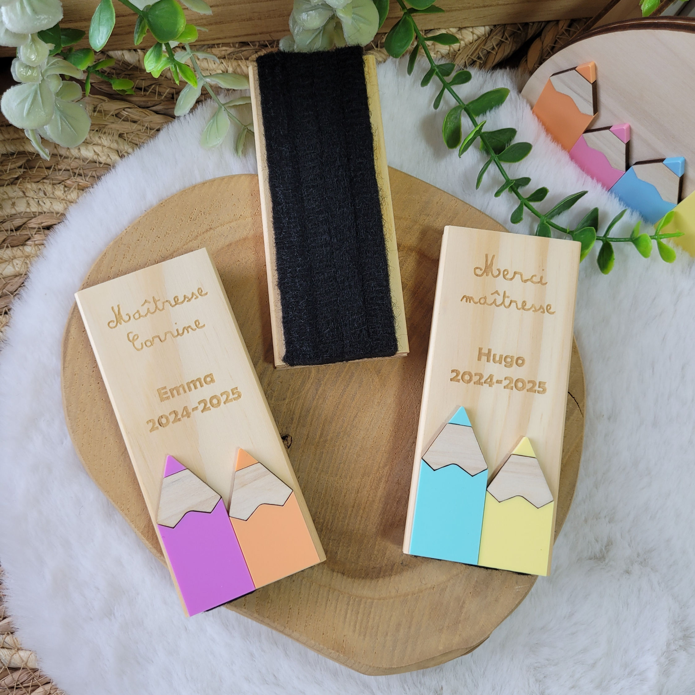 Brosse tableau en bois maître ou maîtresse - Les créas de Loula