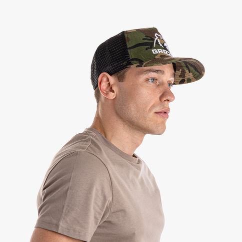 white background photography of model in cap