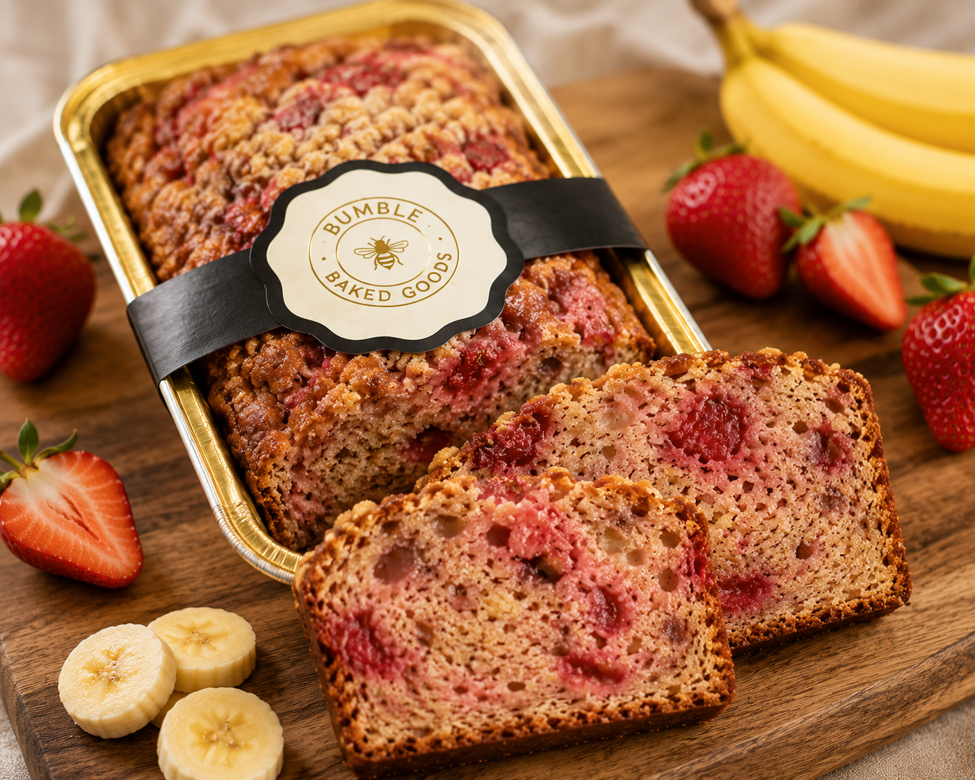 🍓 Strawberry Banana Bread