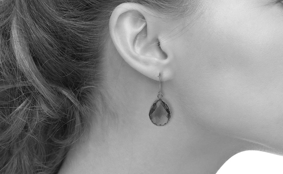 Thumbnail: Petite Drop Earrings Rose Quartz Rosegold