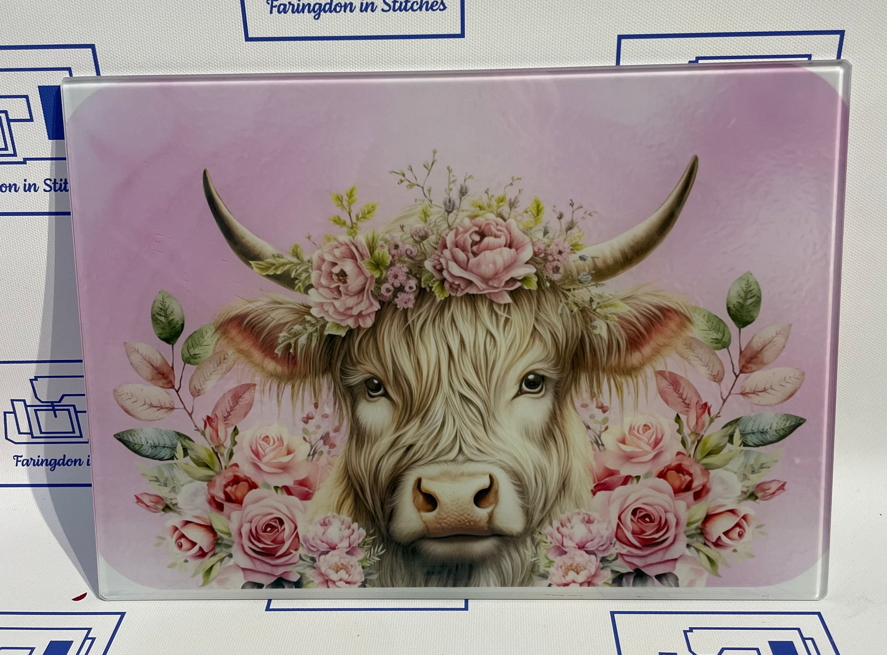 Pink Highland Cow Glass Worksaver