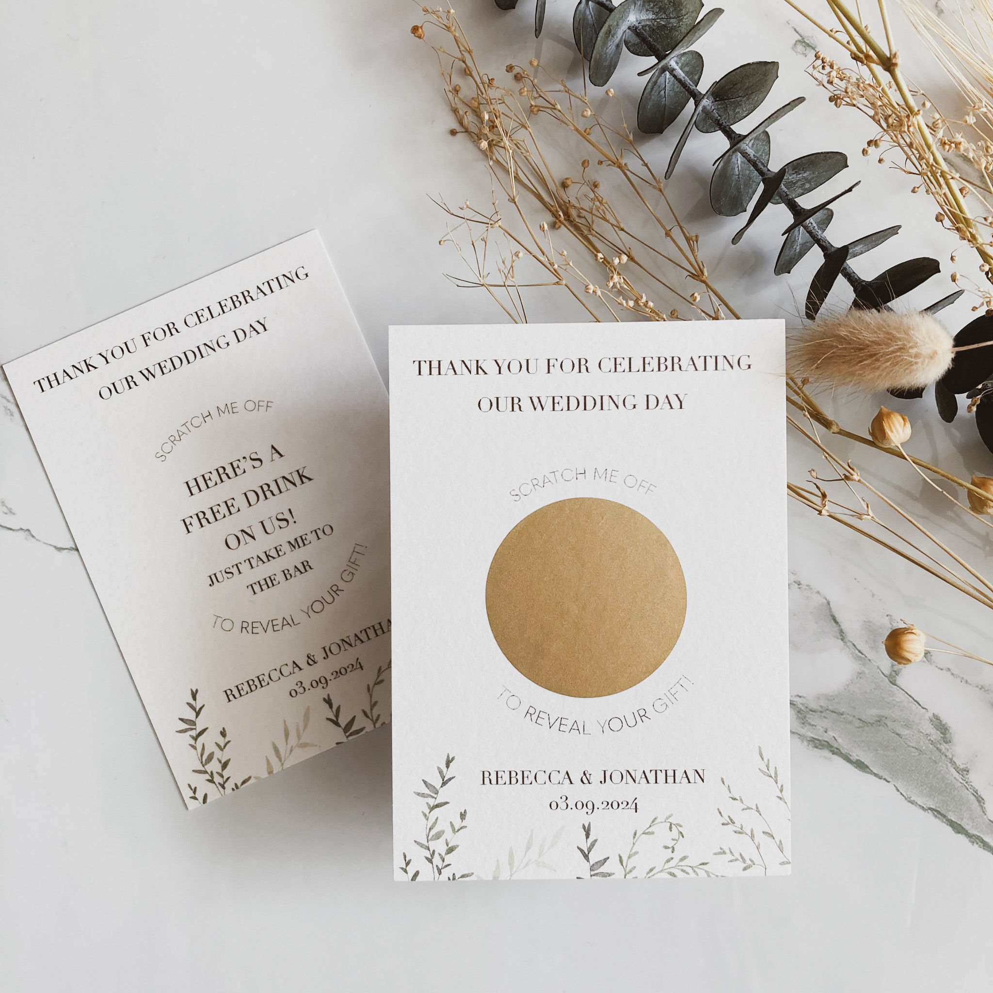 Florence scratch and reveal favour cards