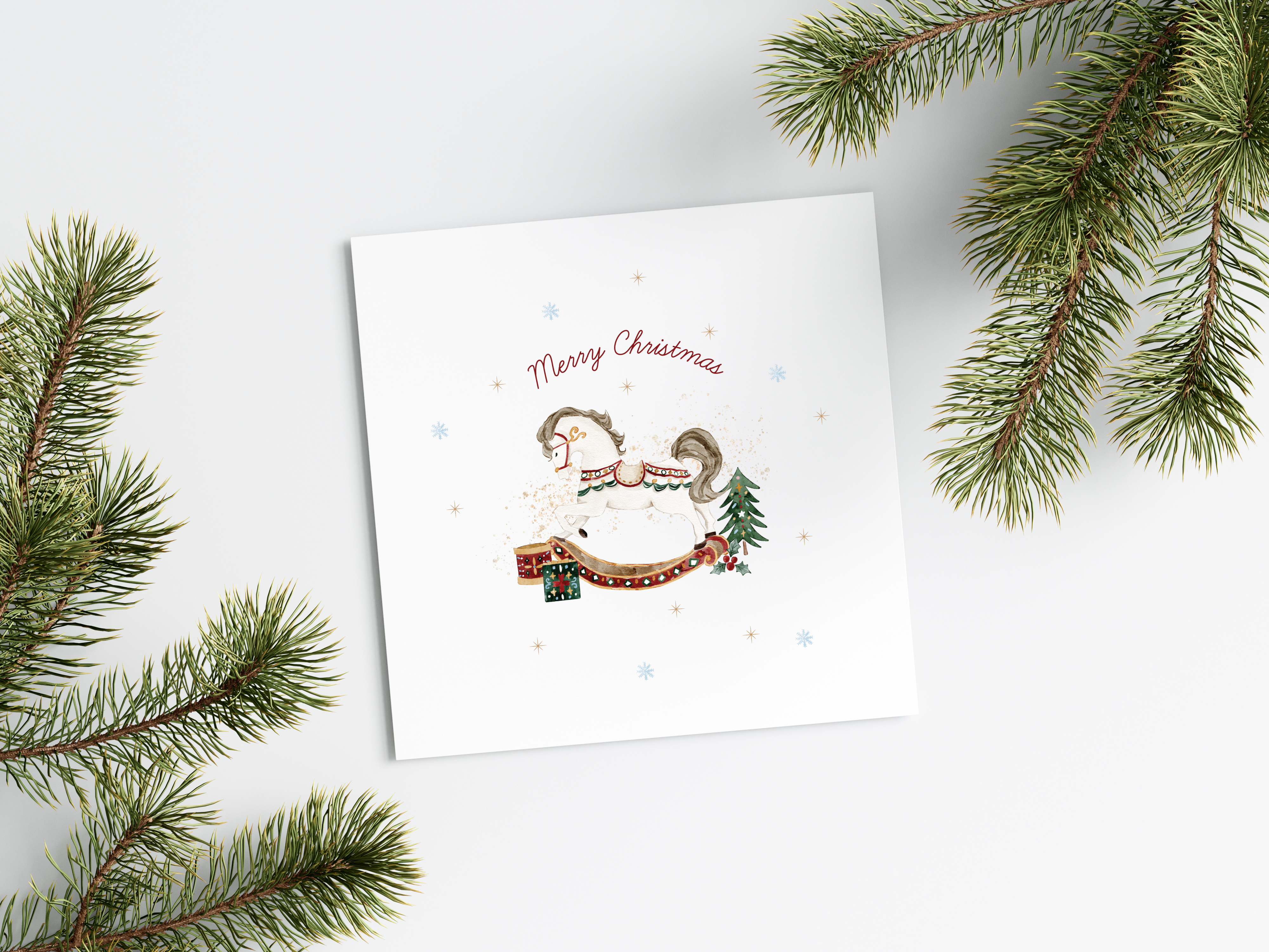 Personalised Vintage Rocking Horse Christmas Card
