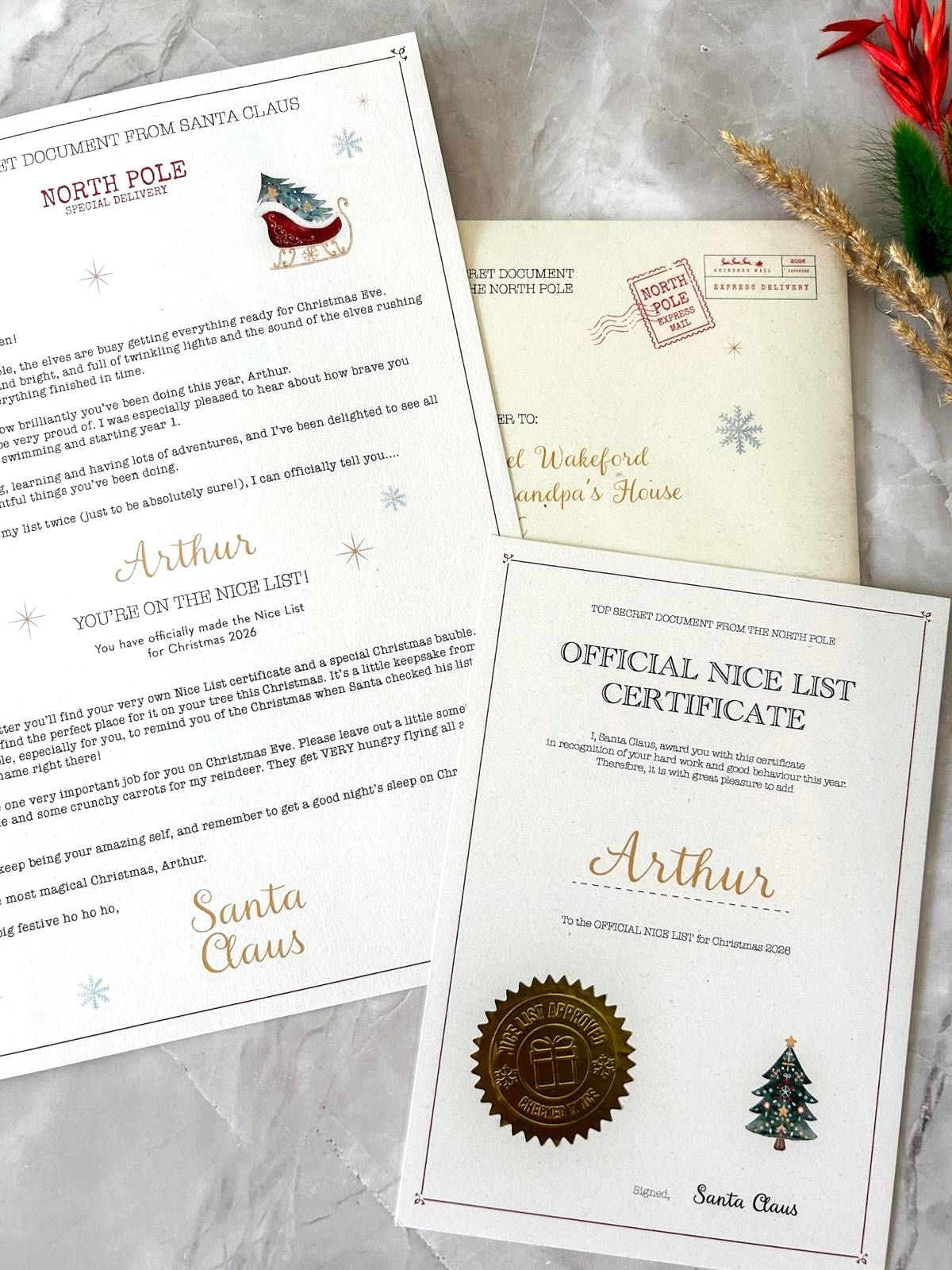 Personalised 'Nice List' letter from Santa