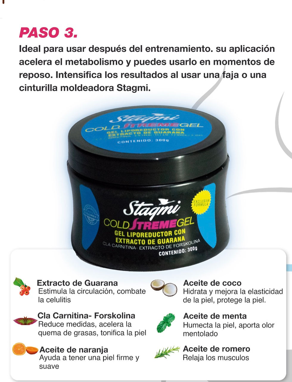 Thumbnail: 1 2 3 4 PLAN QUEMA GRASA: GEL CORPORAL CALIENTE + GEL LIPOREDUCTOR + PAPEL OSMOT
