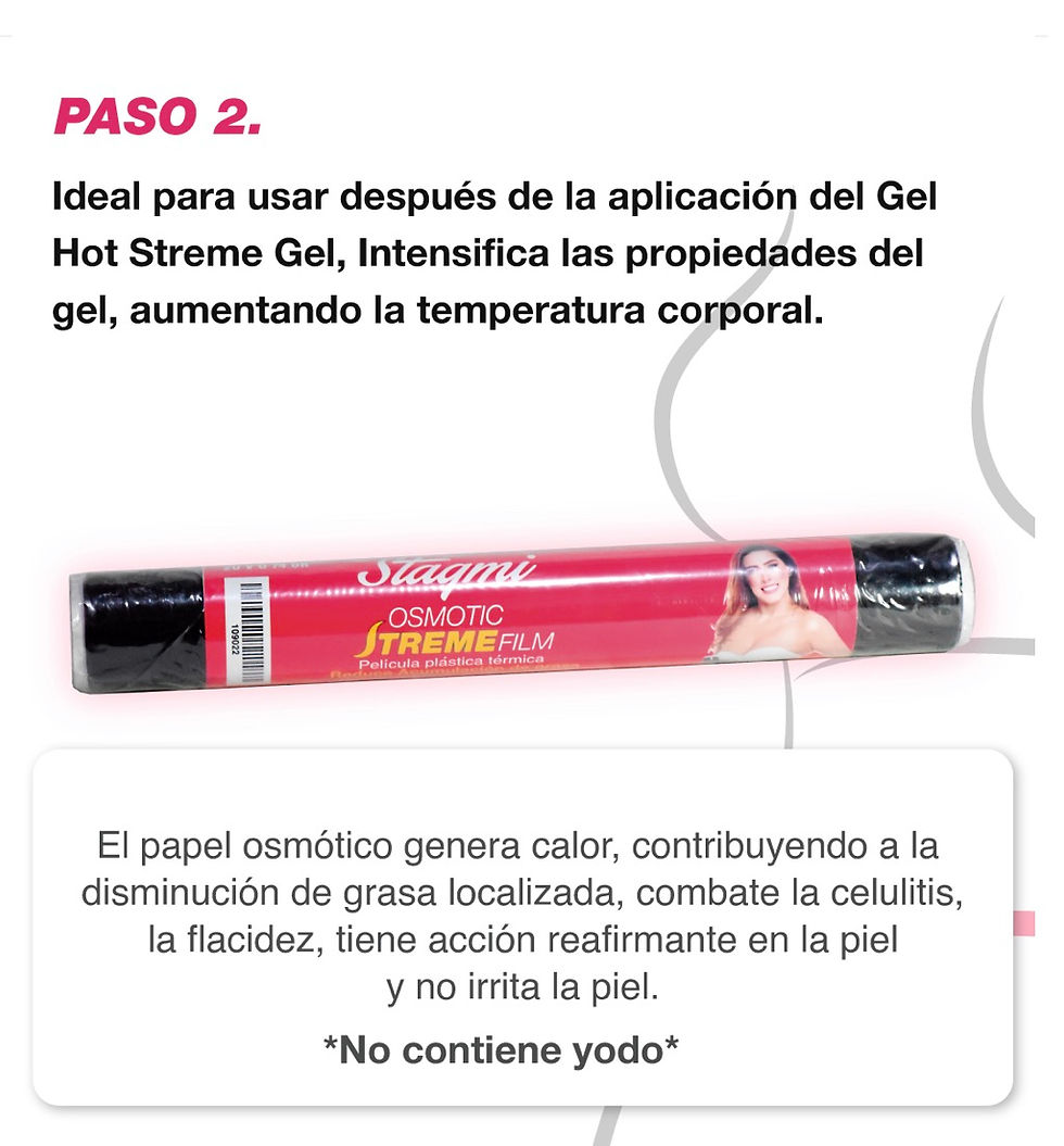 Thumbnail: 1 2 3 4 PLAN QUEMA GRASA: GEL CORPORAL CALIENTE + GEL LIPOREDUCTOR + PAPEL OSMOT