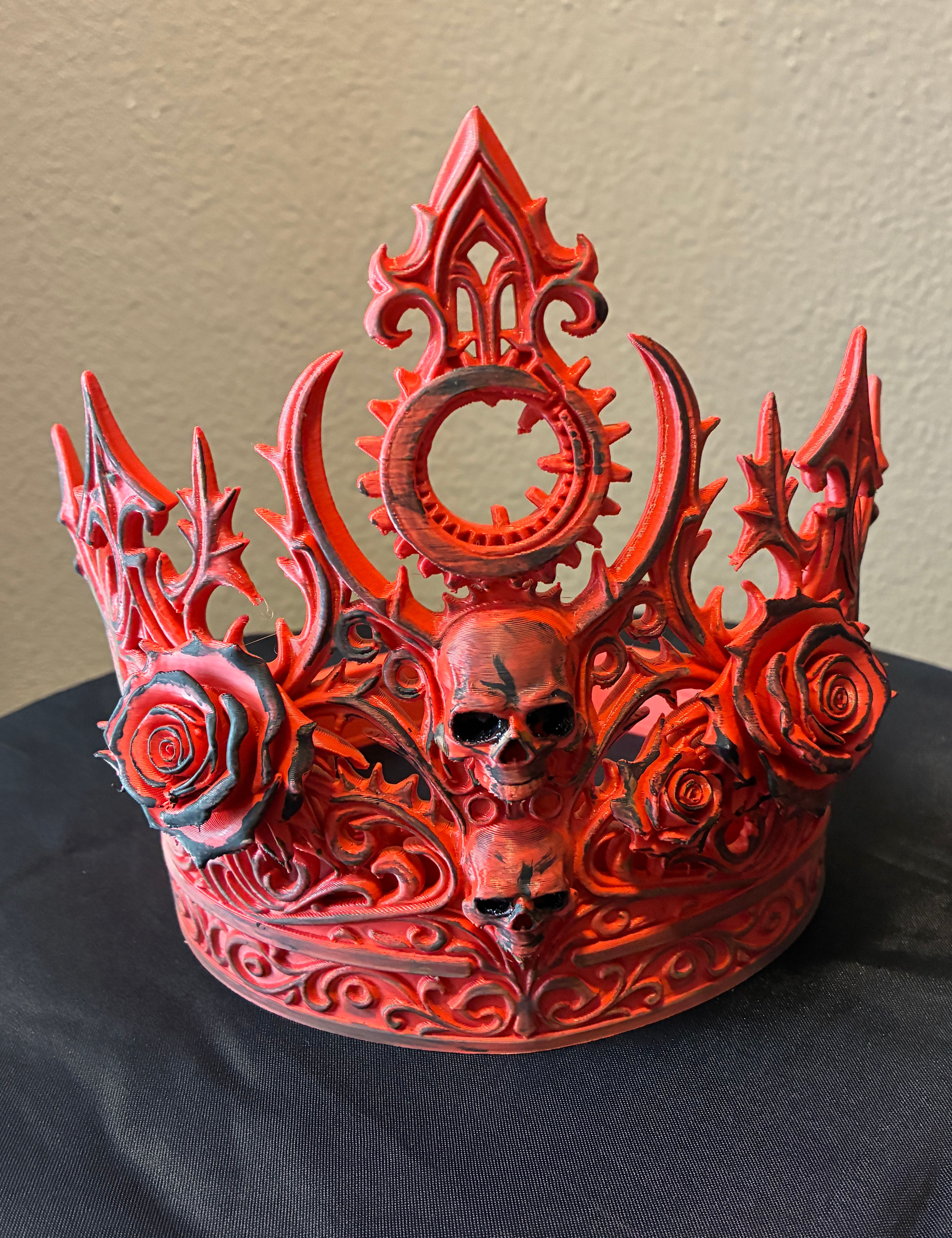 Red Skull and Rose Cathedral Goth Crown