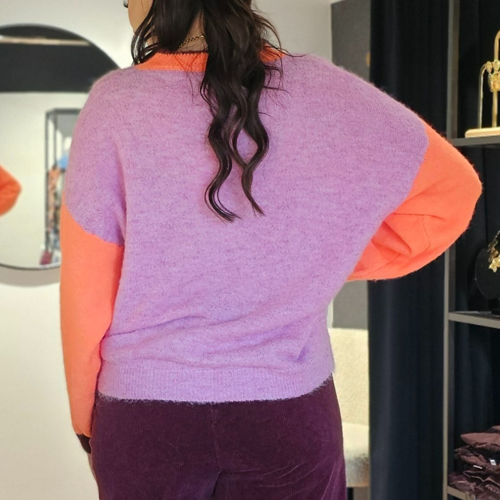 Miniature : Pull colorblock lilas & corail