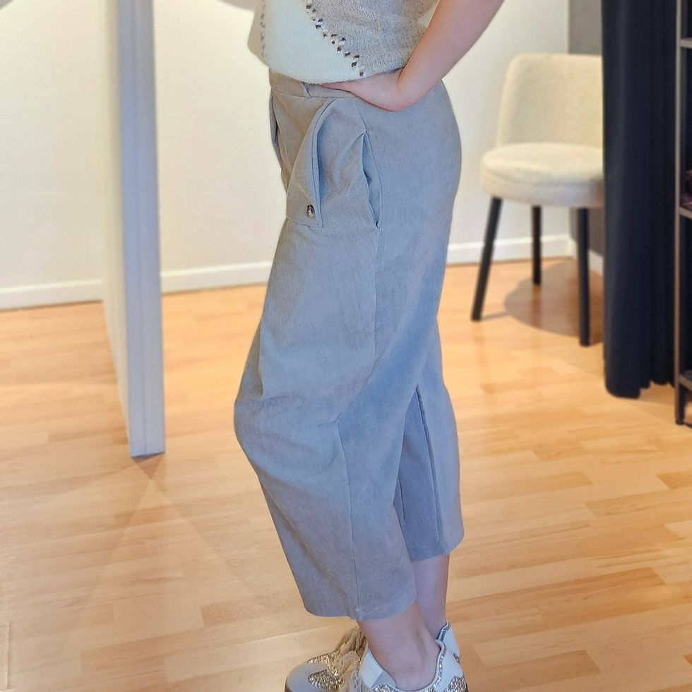 Miniature : Pantalon large beige à rabats