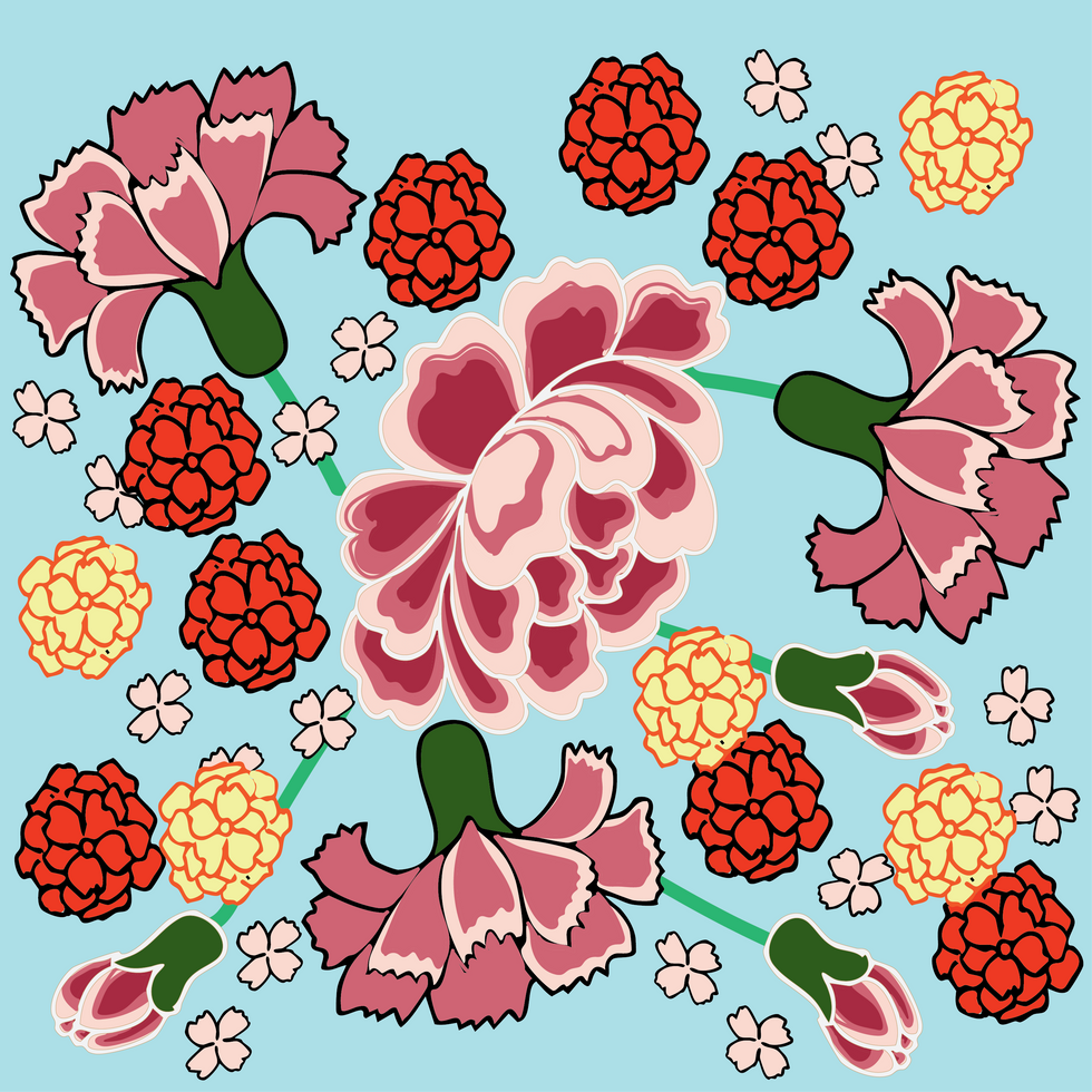 Pretty flowers with aqua