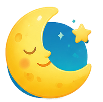 illustration croissant de lune qui sourrie