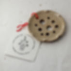 Thumbnail: Handthrown ceramic flower frog with artist drawn tag Bristol pottery Jen Makes Pots