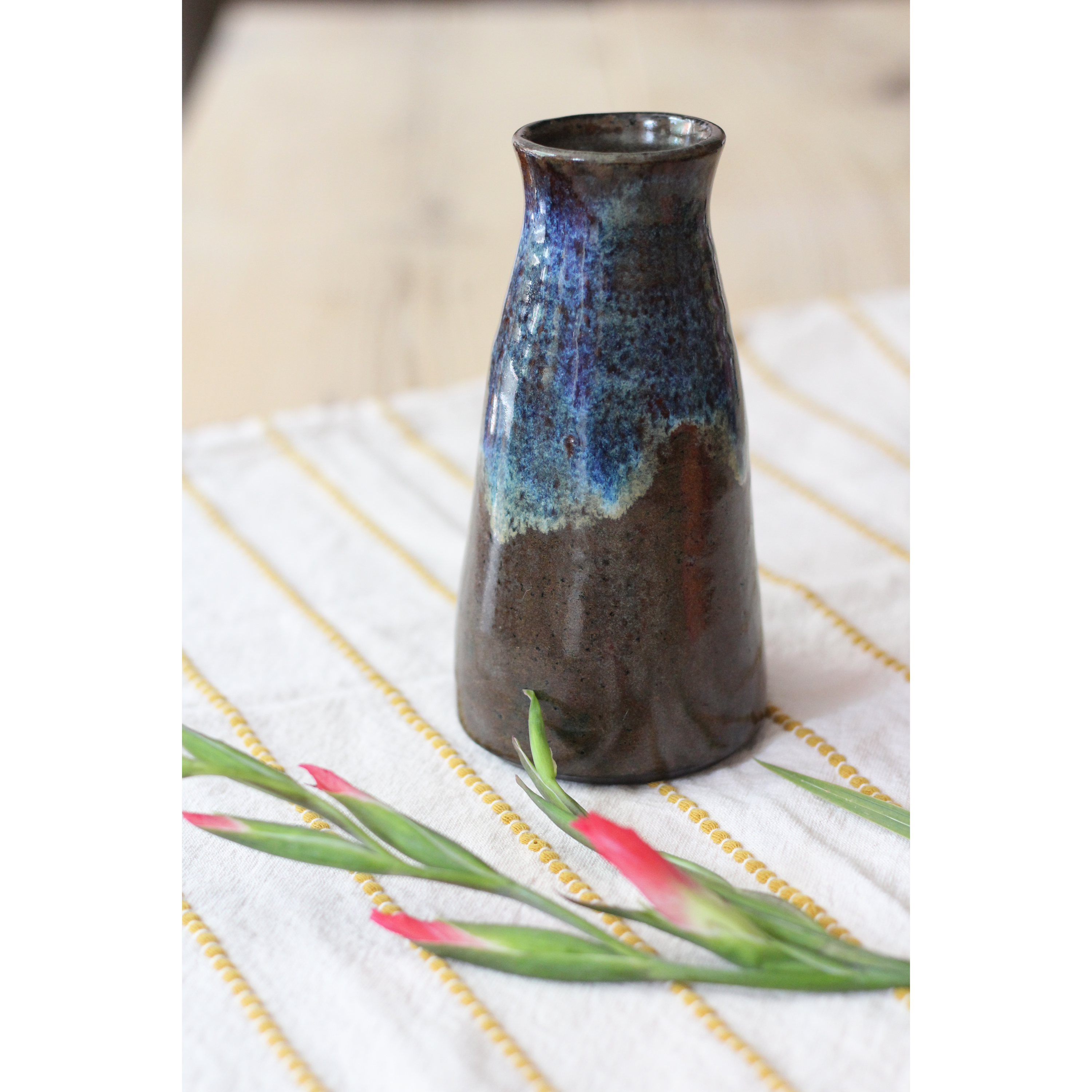 Dark skies stoneware bud vase