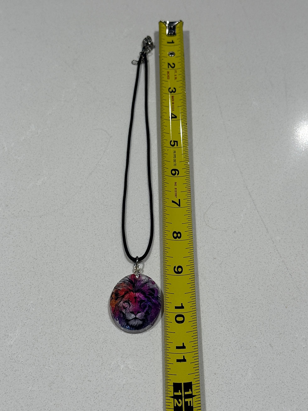 Thumbnail: Colorful Lion Head Pendant Necklace on Black Cord