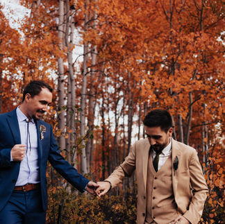 Fall LGBTQ+ Elopement in Park City, Utah in the fall leaves