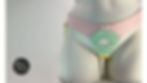 Thumbnail: Soft pastel Daisy Strap on Harness shown in a spinning video on a white mannequin, revealing its playful colors