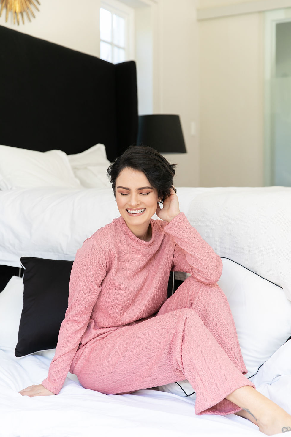 Thumbnail: LADIES LONG CABLE KNIT PAJAMA SET - 10% OFF