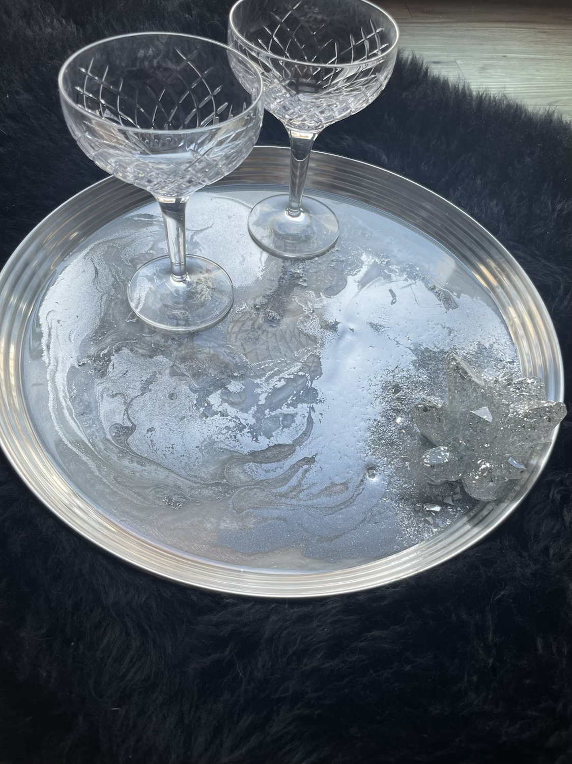 Silver Glam Tray with Crystal Cluster (3)