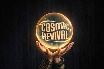 Hands holding a shiny cosmic logo