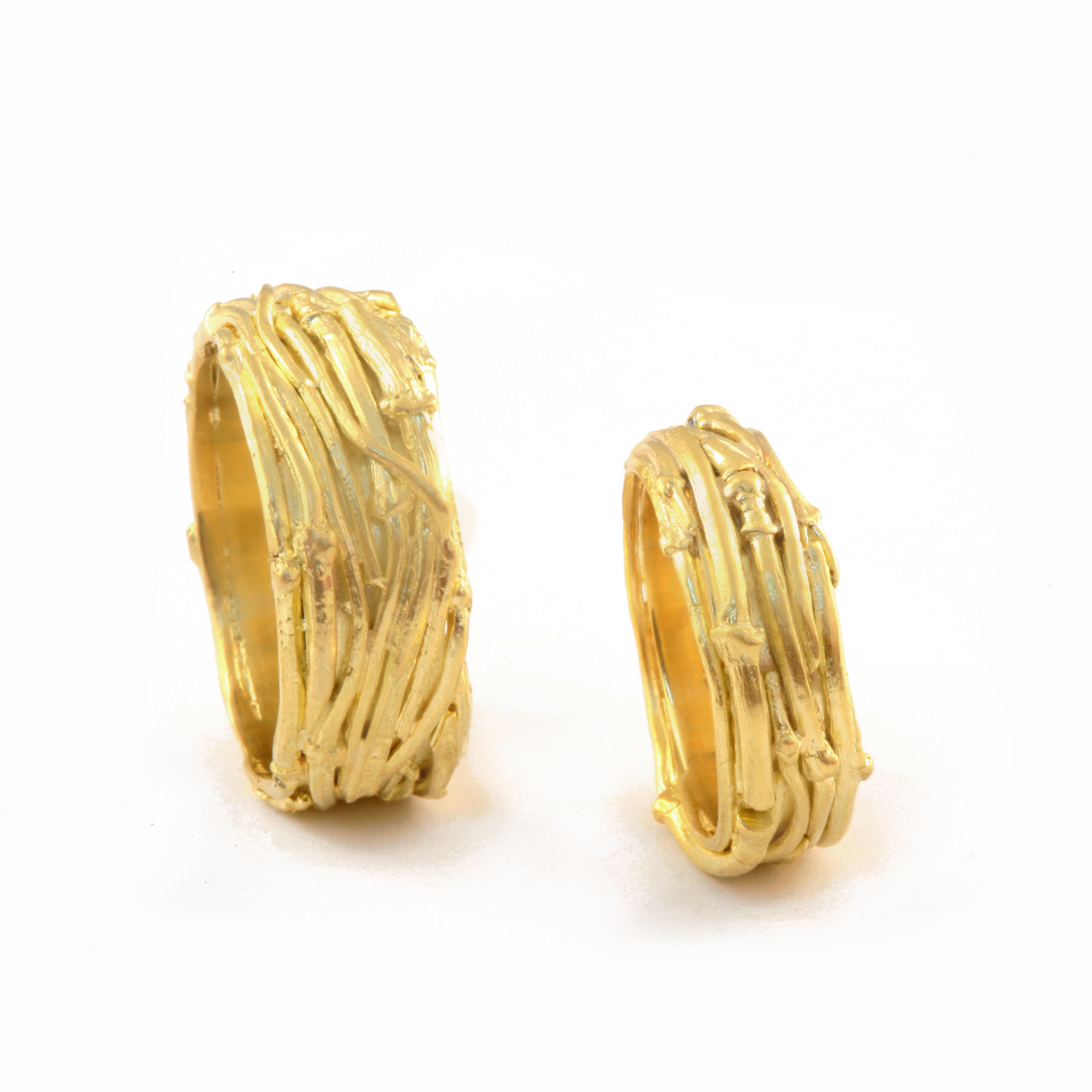 Solid Bartlett Farm Area Twig Rings in 18k Gold and Platinum