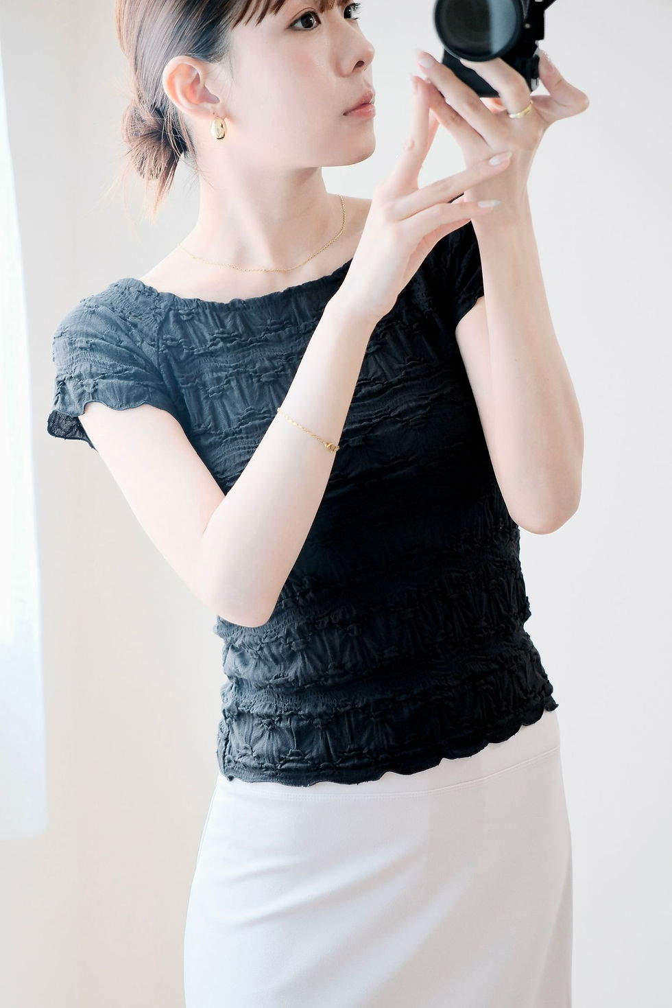 縮圖：Quinn black pattern blouse 
