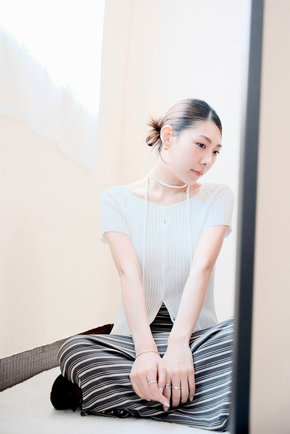 縮圖：Color striped comfy skirt 
